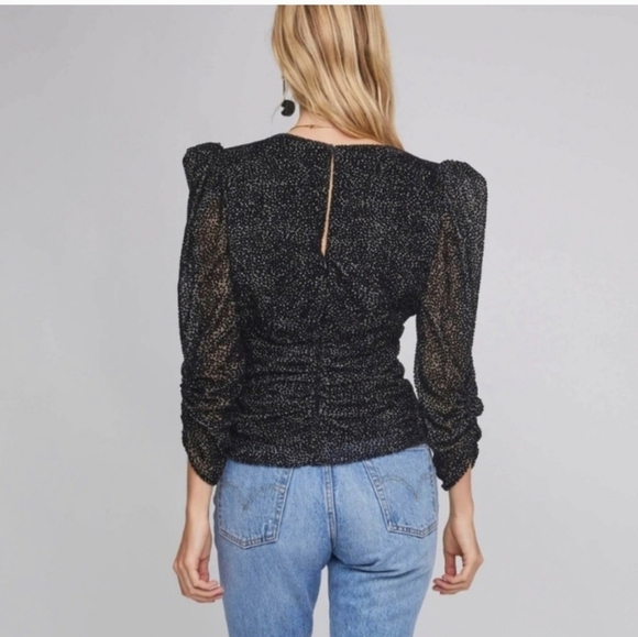 Astr Black Textured Puff Sleeve Blouse - Picture 3 of 9